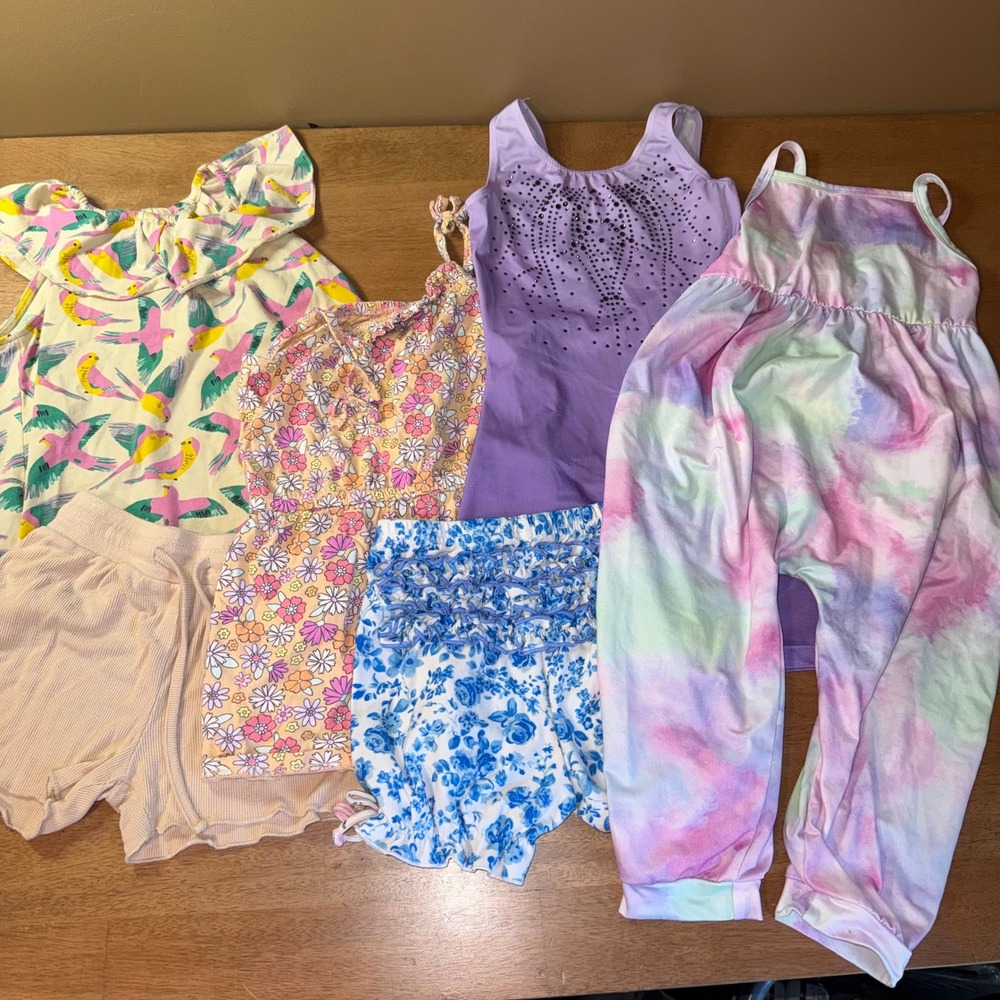 Girls Size 6 Lot 6pc Tea Collection SweetHoney Romper Gymnastics Unitard Shorts